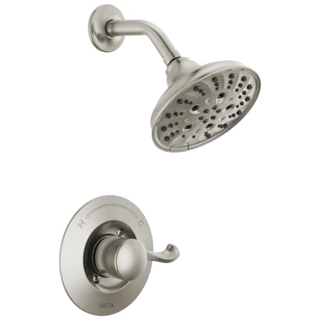 Delta Esato Monitor 14 Series Single Function Pressure Balanced Shower with 5 Setting Shower Head and Included Rough-In Valve SpotShield Brushed Nickel